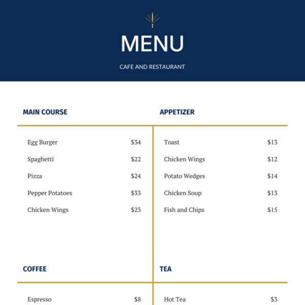 Cafe Menu preview
