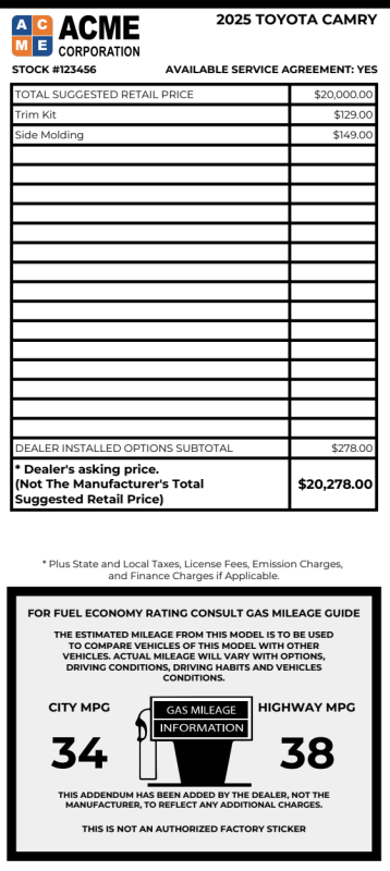 Vehicle Window Sticker preview