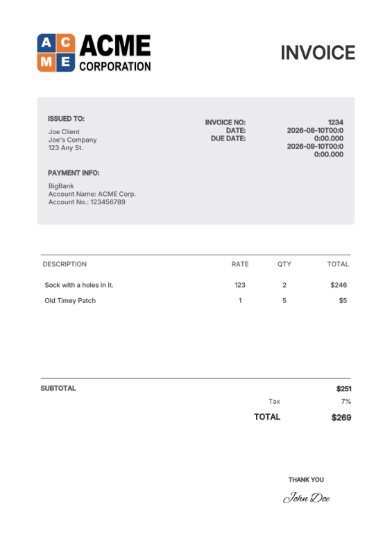 Invoice - With Logo preview