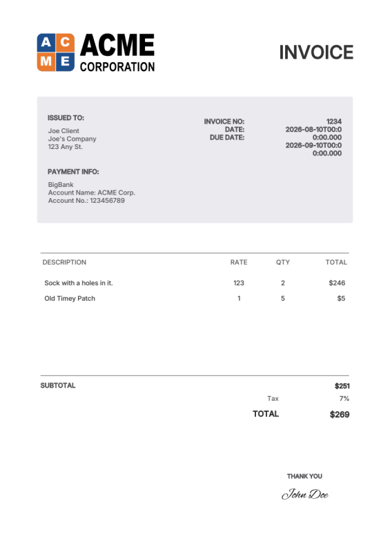 Invoice - With Logo preview