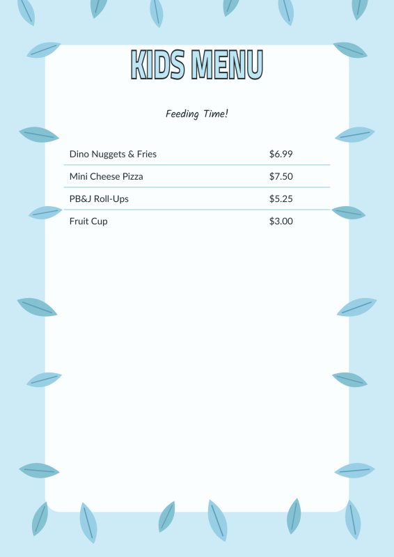 Kids' Menu & Party Mask preview page 1