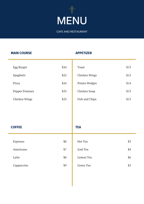 Cafe Menu preview