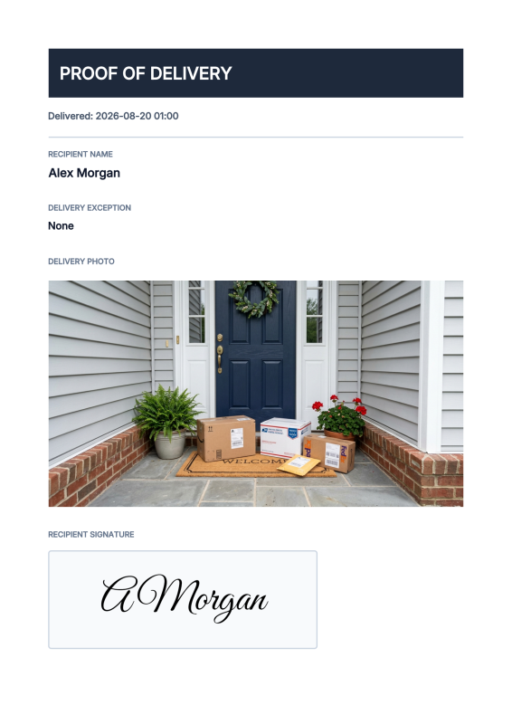 Proof of Delivery preview