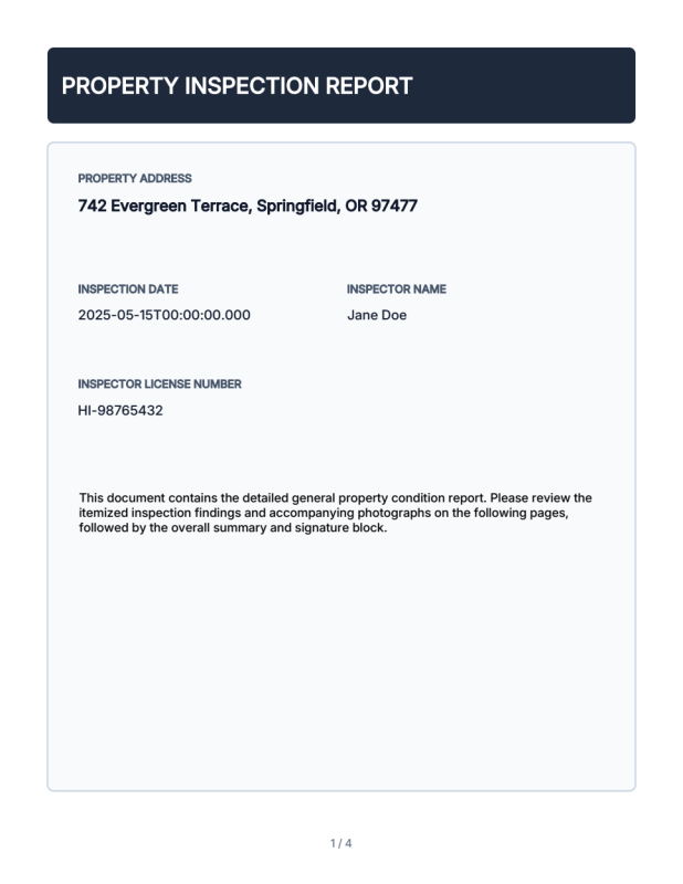 Property Inspection preview page 1