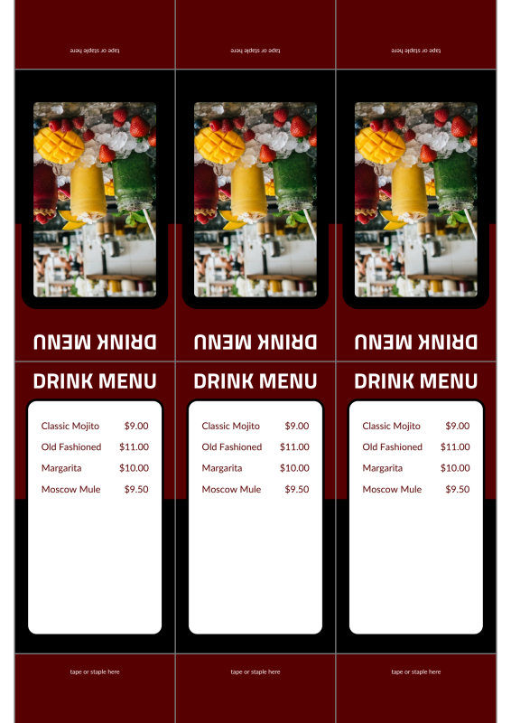 Table Tent - Drink Menu preview