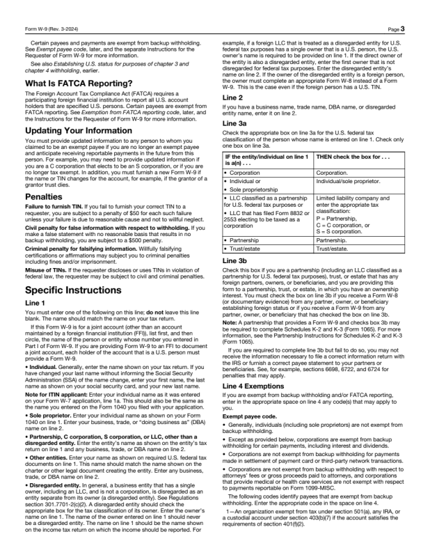 Overlay onto an Official PDF (W-9) preview page 3