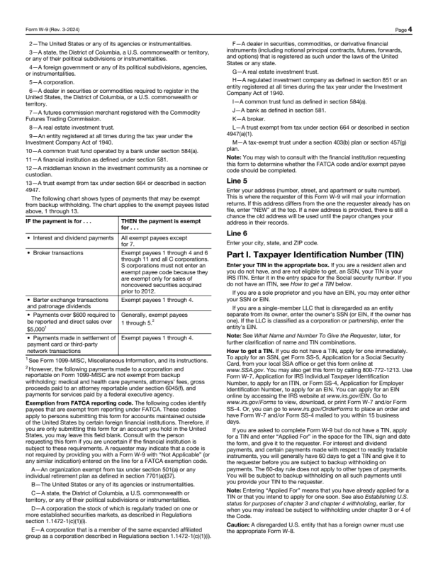 Overlay onto an Official PDF (W-9) preview page 4
