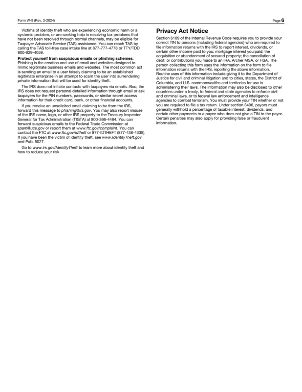 Overlay onto an Official PDF (W-9) preview page 6